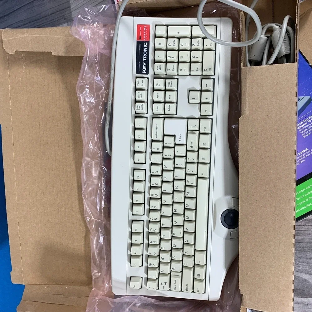 Vintage Keytronic Lifetime Series Keyboard w/ Built In Trackball Retro Computer